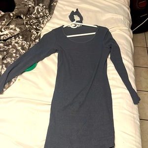 Grey/blue ribbed dress choker